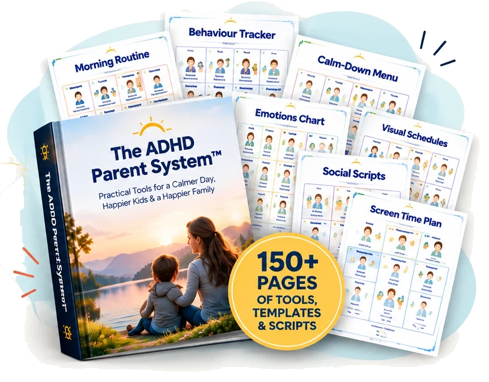The ADHD Parent System ebook with printable tools, 150+ pages